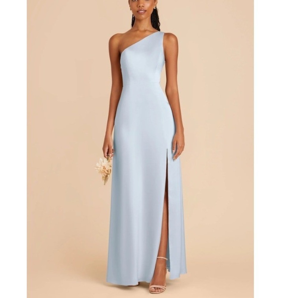 Birdy Grey Kira Matte Dress Mist Blue One Shoulder Maxi / Womens Large